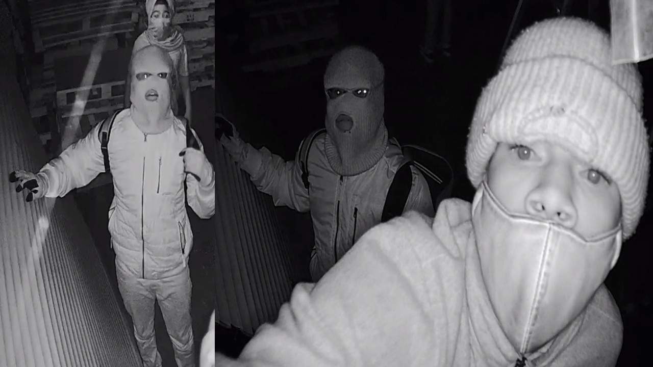 Surveillance stills show a burglary at Shoot Straight Apopka.