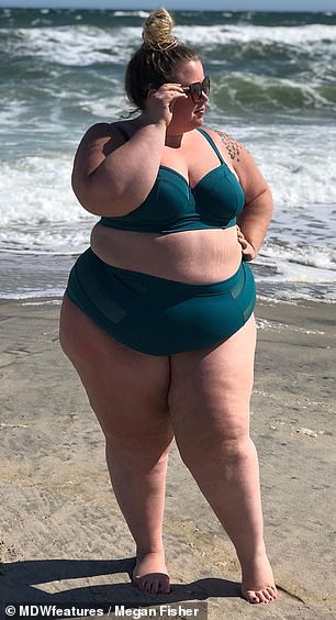 Megan Fisher posing in bikini on the beach